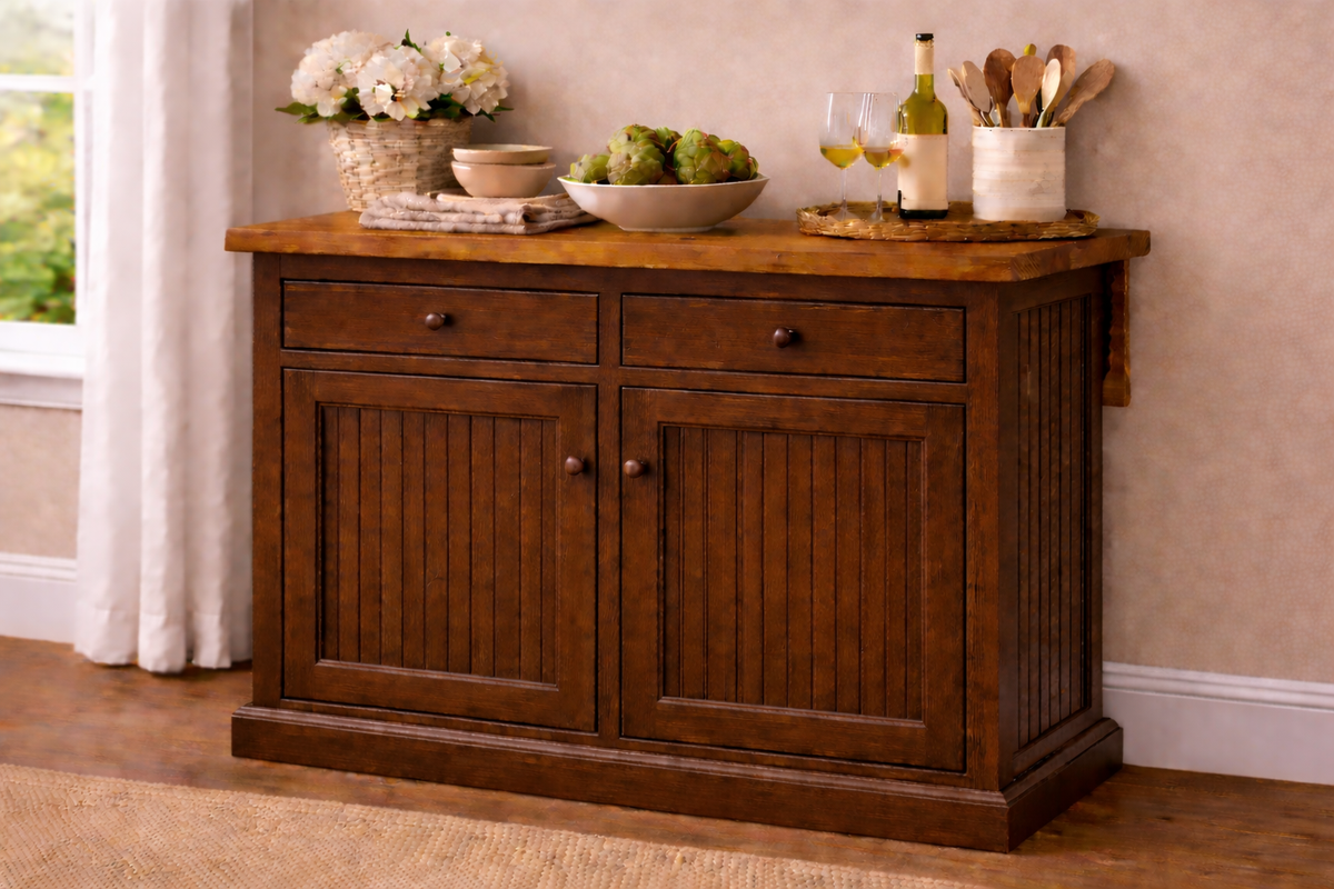 Poplar Kitchen Island with Flip-Up Top – Solid Wood Kitchen Storage & Prep Station (Made in USA)