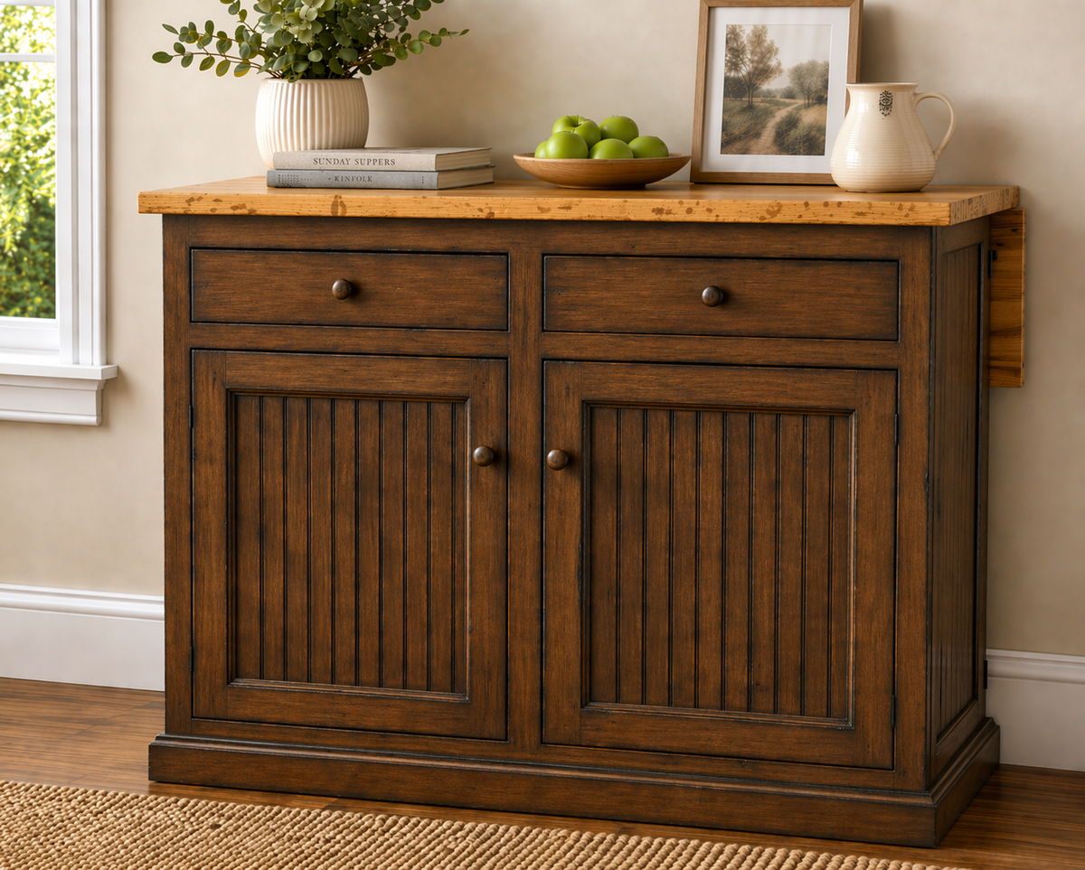 Poplar Kitchen Island with Flip-Up Top – Solid Wood Kitchen Storage & Prep Station (Made in USA)