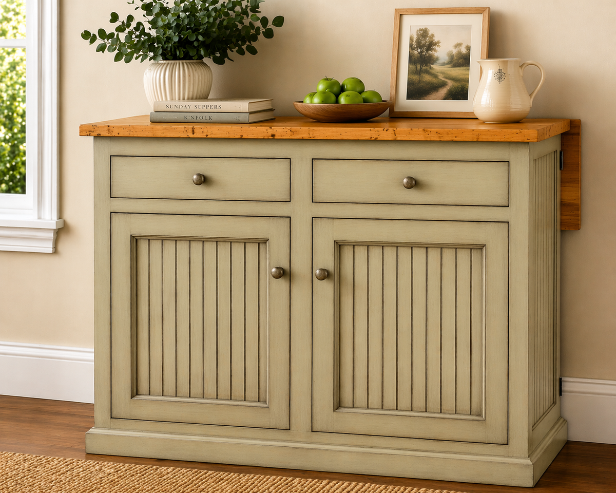 Poplar Kitchen Island with Flip-Up Top – Solid Wood Kitchen Storage & Prep Station (Made in USA)