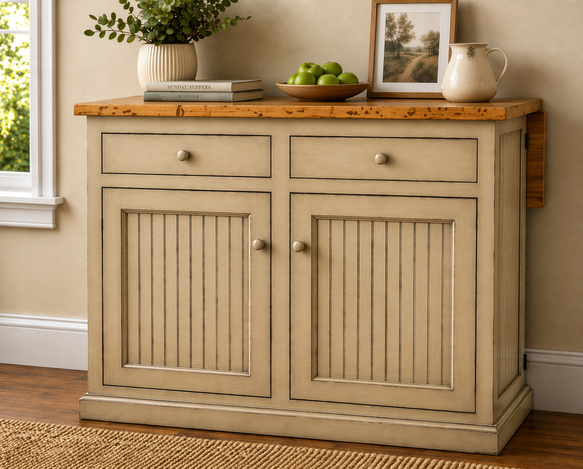 Poplar Kitchen Island with Flip-Up Top – Solid Wood Kitchen Storage & Prep Station (Made in USA)