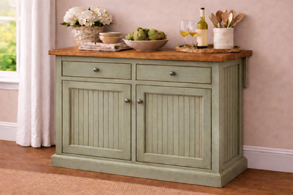 Poplar Kitchen Island with Flip-Up Top – Solid Wood Kitchen Storage & Prep Station (Made in USA)