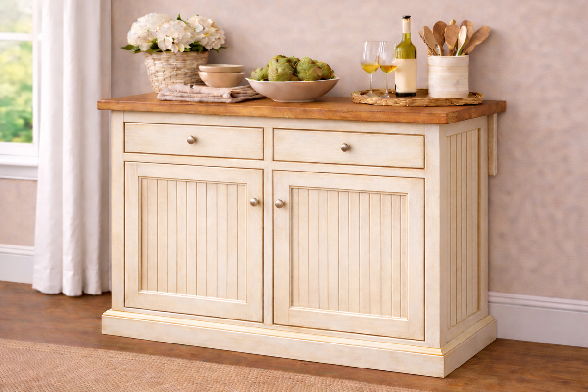 Poplar Kitchen Island with Flip-Up Top – Solid Wood Kitchen Storage & Prep Station (Made in USA)