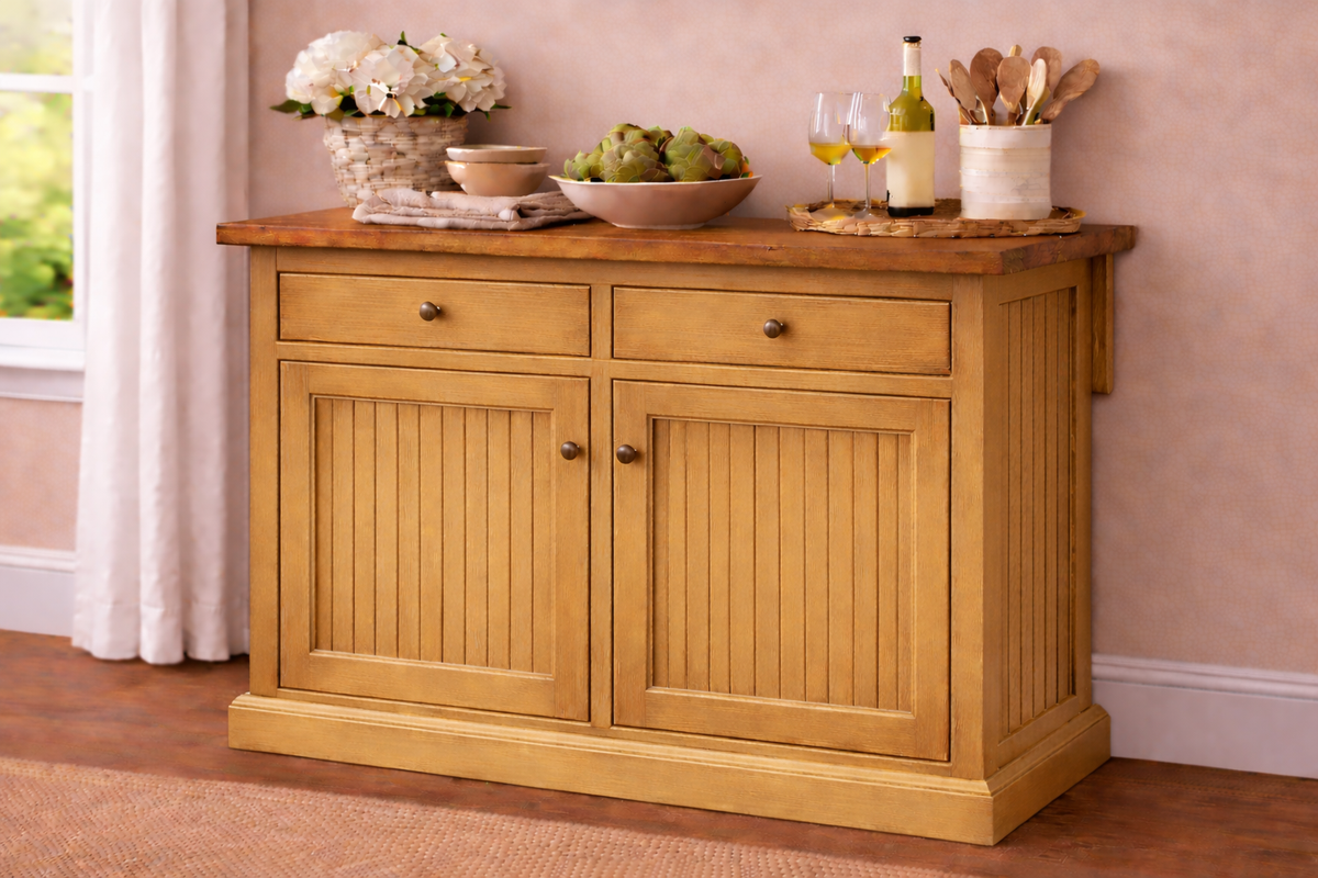 Poplar Kitchen Island with Flip-Up Top – Solid Wood Kitchen Storage & Prep Station (Made in USA)