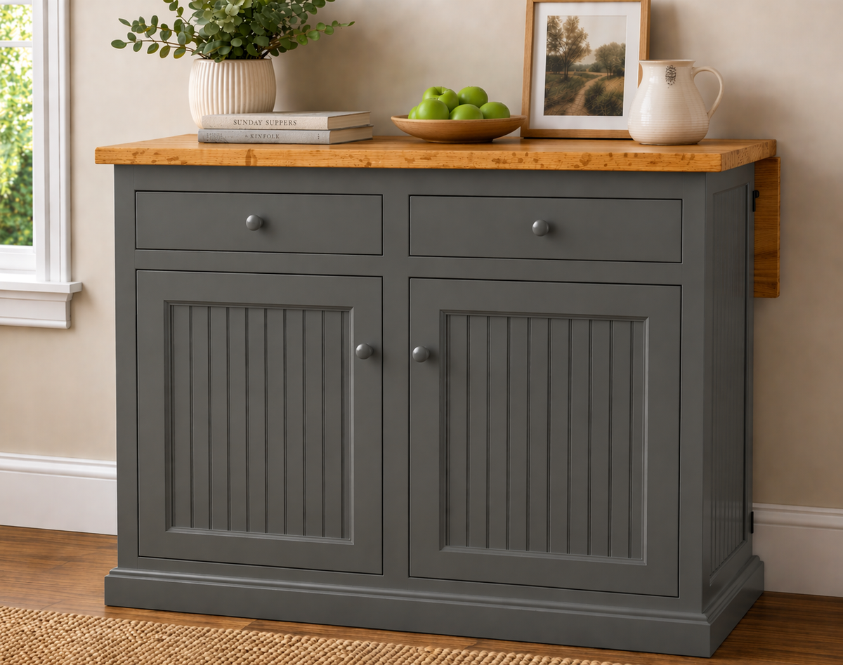 Poplar Kitchen Island with Flip-Up Top – Solid Wood Kitchen Storage & Prep Station (Made in USA)