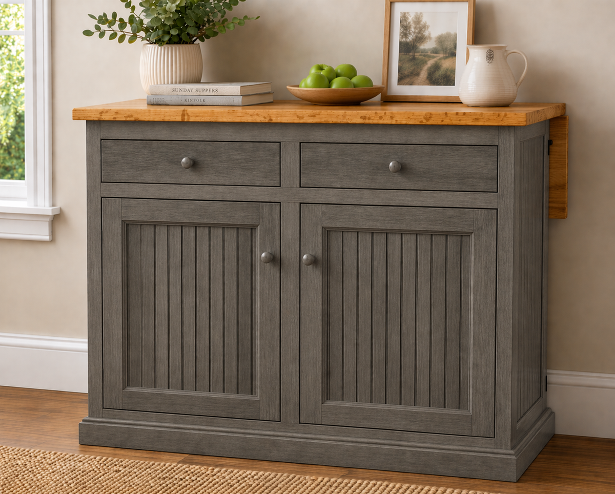 Poplar Kitchen Island with Flip-Up Top – Solid Wood Kitchen Storage & Prep Station (Made in USA)