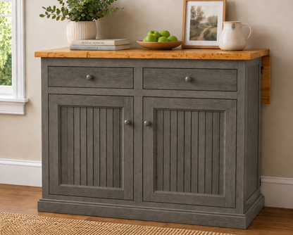 Poplar Kitchen Island with Flip-Up Top – Solid Wood Kitchen Storage & Prep Station (Made in USA)