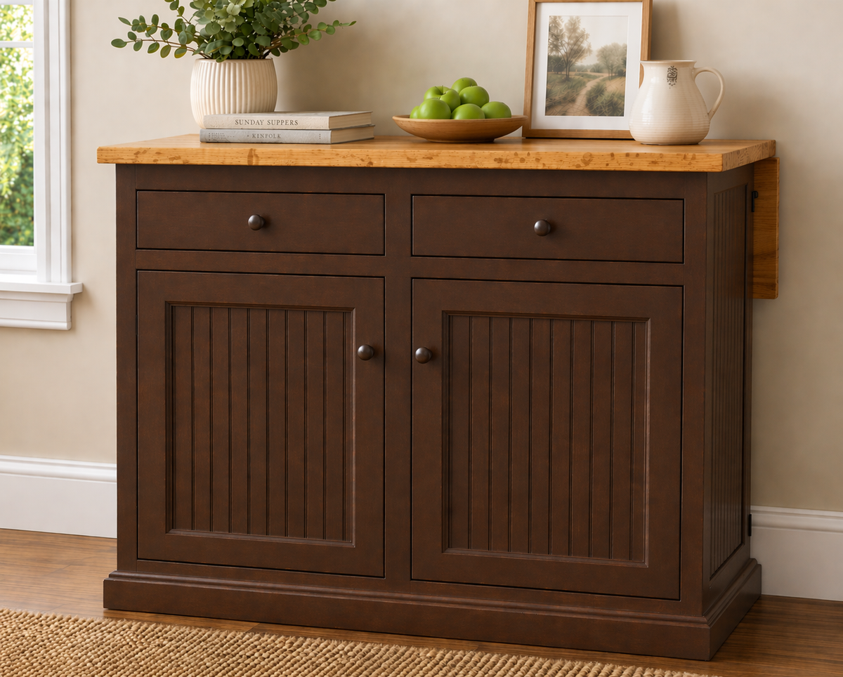 Poplar Kitchen Island with Flip-Up Top – Solid Wood Kitchen Storage & Prep Station (Made in USA)
