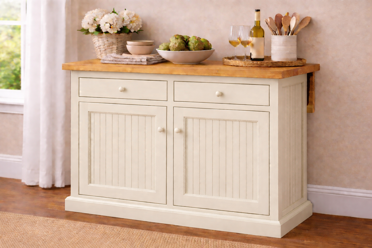 Poplar Kitchen Island with Flip-Up Top – Solid Wood Kitchen Storage & Prep Station (Made in USA)