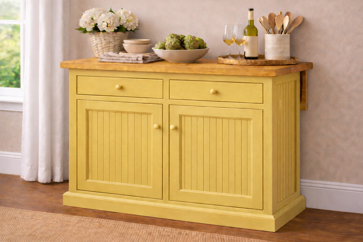 Poplar Kitchen Island with Flip-Up Top – Solid Wood Kitchen Storage & Prep Station (Made in USA)