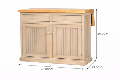 Poplar Kitchen Island with Flip-Up Top – Solid Wood Kitchen Storage & Prep Station (Made in USA)