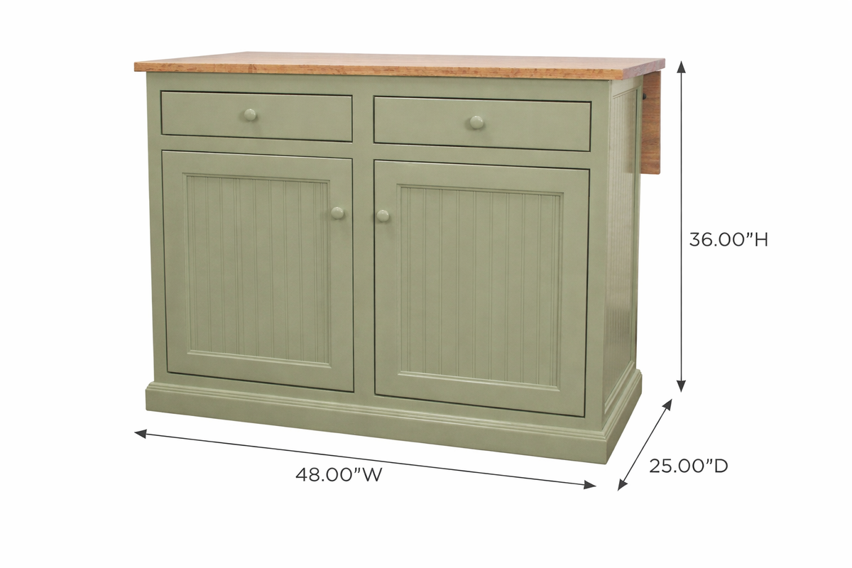 Poplar Kitchen Island with Flip-Up Top – Solid Wood Kitchen Storage & Prep Station (Made in USA)