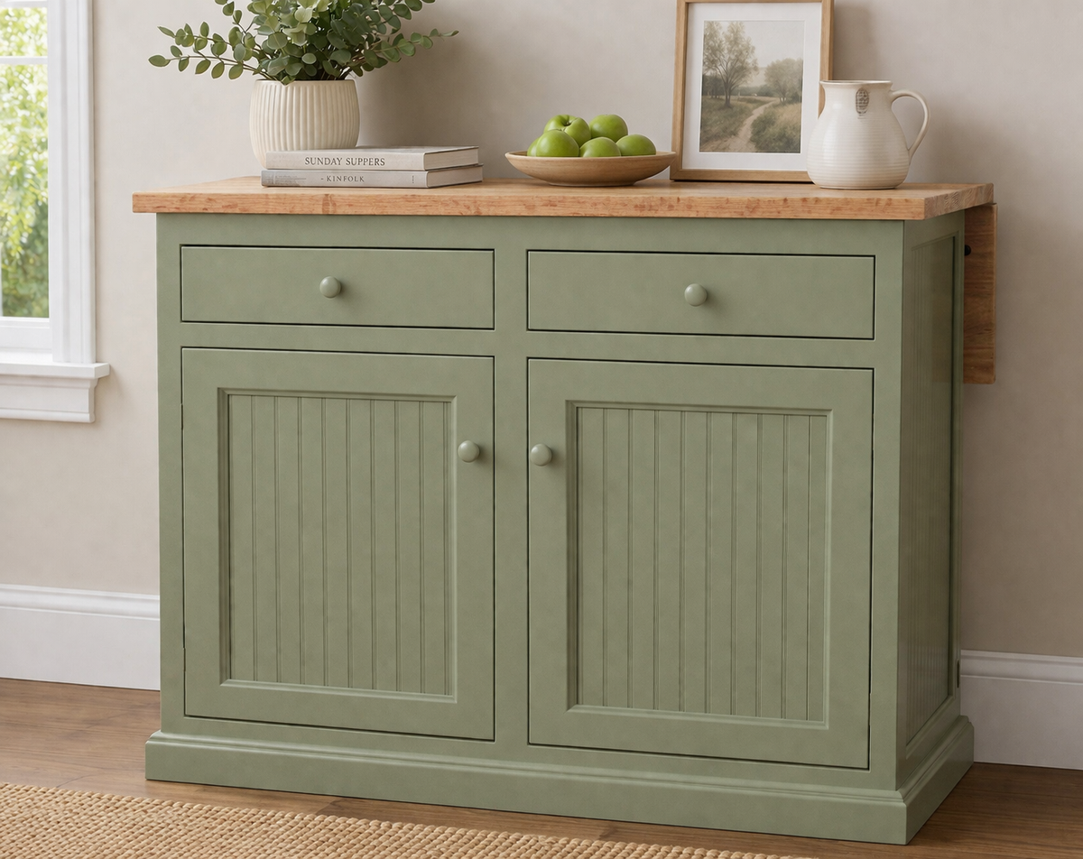Poplar Kitchen Island with Flip-Up Top – Solid Wood Kitchen Storage & Prep Station (Made in USA)