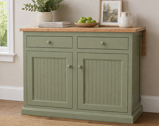 Poplar Kitchen Island with Flip-Up Top – Solid Wood Kitchen Storage & Prep Station (Made in USA)