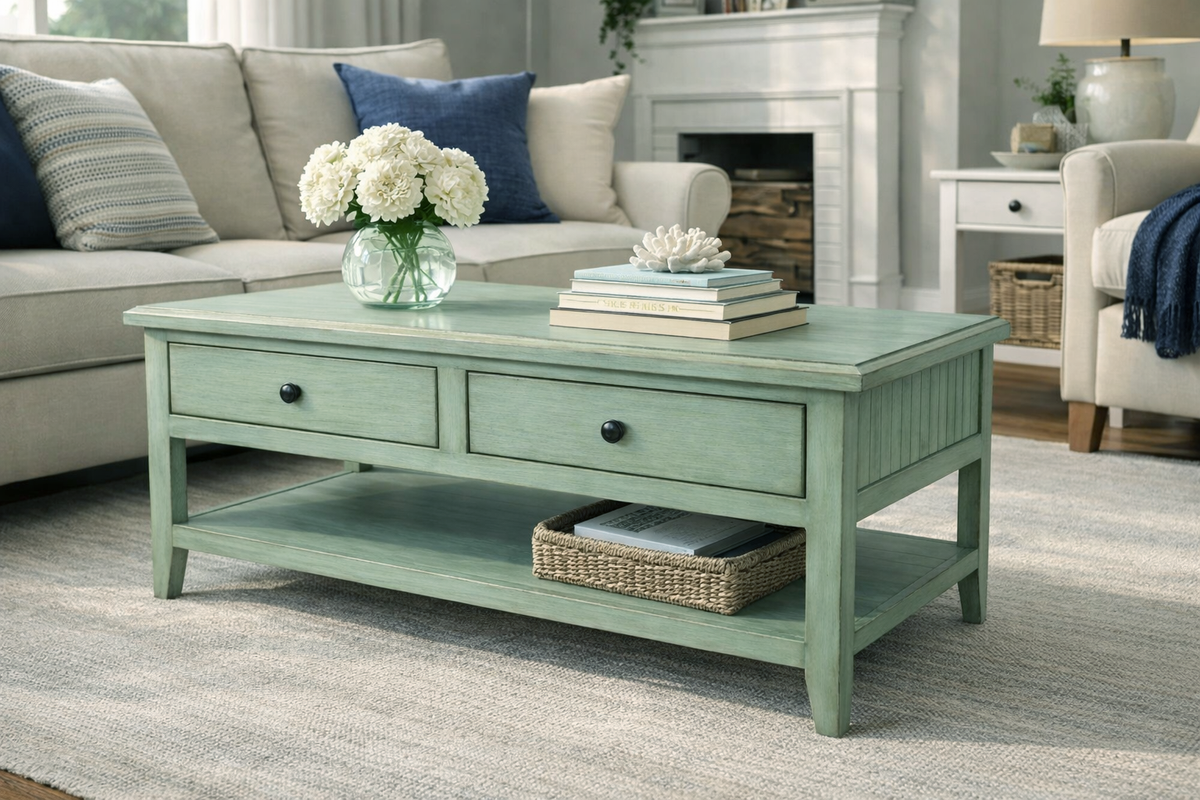 Poplar Coffee Table – Solid Wood Living Room Table with Storage (Made in USA)