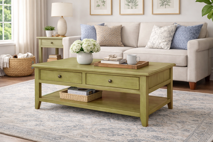 Poplar Coffee Table – Solid Wood Living Room Table with Storage (Made in USA)