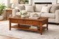 Poplar Coffee Table – Solid Wood Living Room Table with Storage (Made in USA)