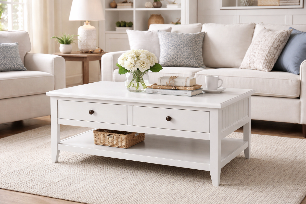 Poplar Coffee Table – Solid Wood Living Room Table with Storage (Made in USA)