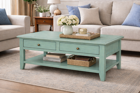 Poplar Coffee Table – Solid Wood Living Room Table with Storage (Made in USA)