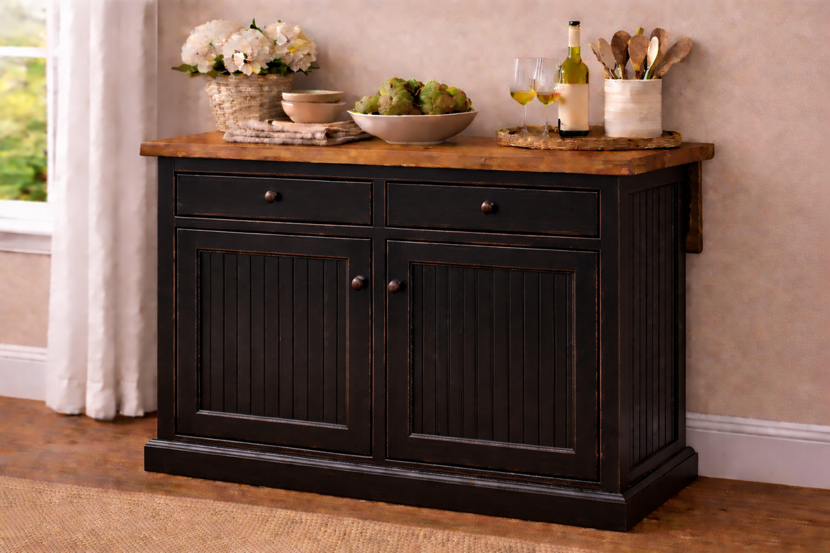 Poplar Kitchen Island with Flip-Up Top – Solid Wood Kitchen Storage & Prep Station (Made in USA)