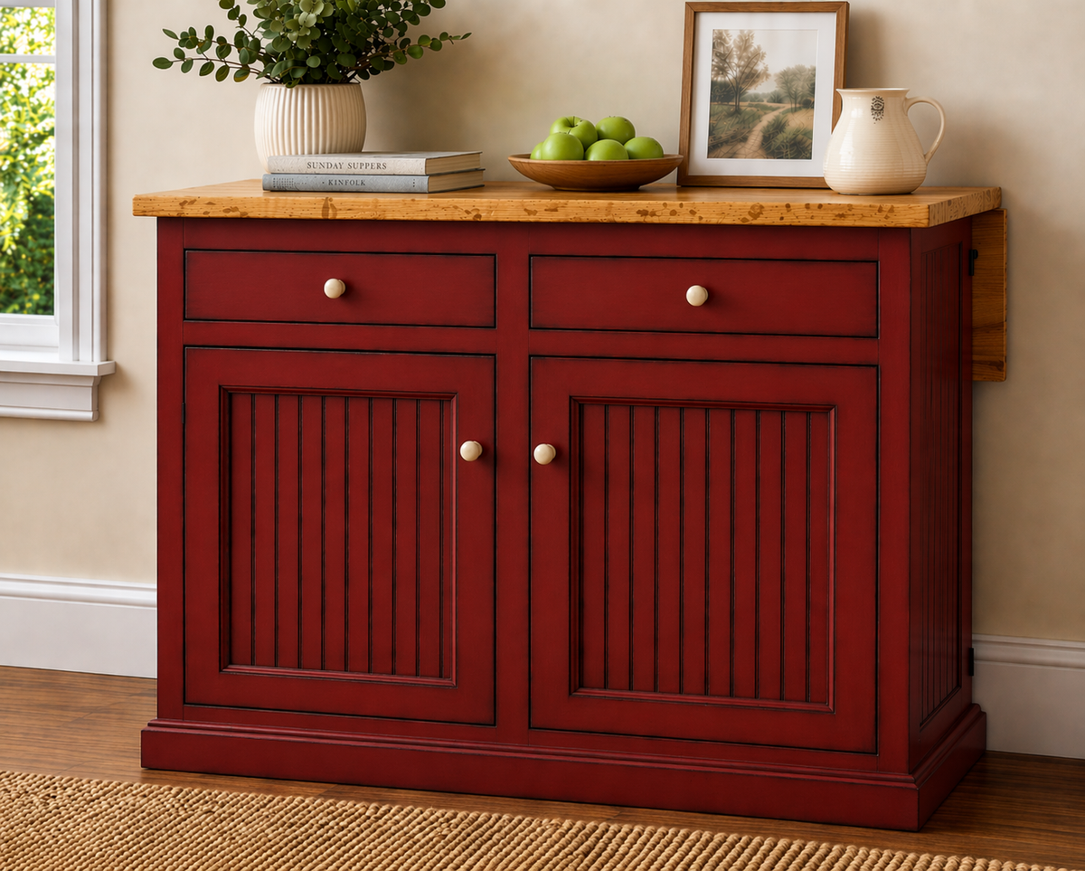 Poplar Kitchen Island with Flip-Up Top – Solid Wood Kitchen Storage & Prep Station (Made in USA)