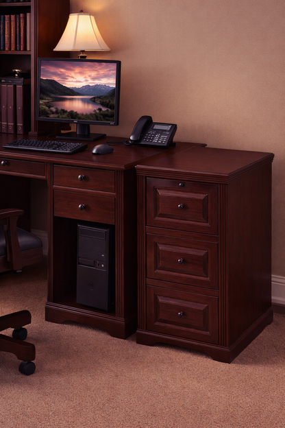 Oak 3 Drawer File Cabinet – Solid Wood Office Storage with Locking Drawer (Made in USA)