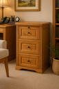 Oak 3 Drawer File Cabinet – Solid Wood Office Storage with Locking Drawer (Made in USA)