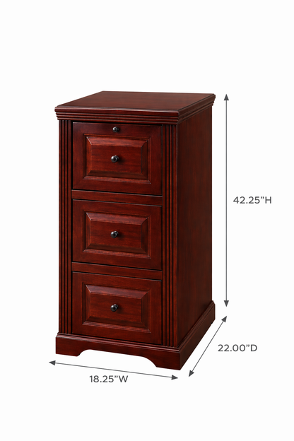 Oak 3 Drawer File Cabinet – Solid Wood Office Storage with Locking Drawer (Made in USA)