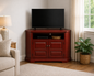Poplar Tall Curve Corner TV Stand – Solid Wood Corner Entertainment Center (Made in USA)