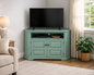 Poplar Tall Curve Corner TV Stand – Solid Wood Corner Entertainment Center (Made in USA)
