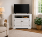 Poplar Tall Curve Corner TV Stand – Solid Wood Corner Entertainment Center (Made in USA)