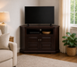 Poplar Tall Curve Corner TV Stand – Solid Wood Corner Entertainment Center (Made in USA)