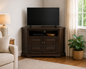 Poplar Tall Curve Corner TV Stand – Solid Wood Corner Entertainment Center (Made in USA)