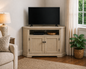 Poplar Tall Curve Corner TV Stand – Solid Wood Corner Entertainment Center (Made in USA)