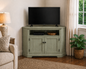 Poplar Tall Curve Corner TV Stand – Solid Wood Corner Entertainment Center (Made in USA)