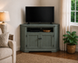Poplar Tall Curve Corner TV Stand – Solid Wood Corner Entertainment Center (Made in USA)