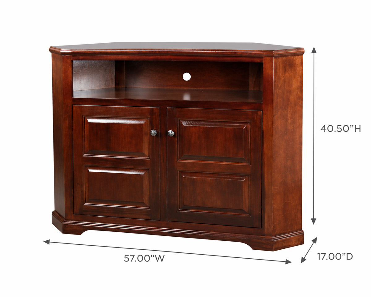 Poplar Tall Curve Corner TV Stand – Solid Wood Corner Entertainment Center (Made in USA)