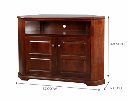 Poplar Tall Curve Corner TV Stand – Solid Wood Corner Entertainment Center (Made in USA)