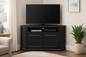 Poplar Curve Corner TV Stand – Solid Wood Corner Entertainment Center (Made in USA)