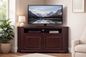 Poplar Curve Corner TV Stand – Solid Wood Corner Entertainment Center (Made in USA)