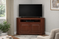 Poplar Curve Corner TV Stand – Solid Wood Corner Entertainment Center (Made in USA)