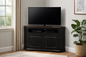 Poplar Curve Corner TV Stand – Solid Wood Corner Entertainment Center (Made in USA)
