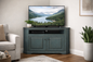 Poplar Curve Corner TV Stand – Solid Wood Corner Entertainment Center (Made in USA)