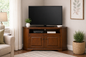 Poplar Curve Corner TV Stand – Solid Wood Corner Entertainment Center (Made in USA)