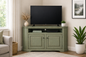 Poplar Curve Corner TV Stand – Solid Wood Corner Entertainment Center (Made in USA)