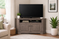 Poplar Curve Corner TV Stand – Solid Wood Corner Entertainment Center (Made in USA)
