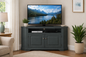 Poplar Curve Corner TV Stand – Solid Wood Corner Entertainment Center (Made in USA)