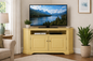 Poplar Curve Corner TV Stand – Solid Wood Corner Entertainment Center (Made in USA)