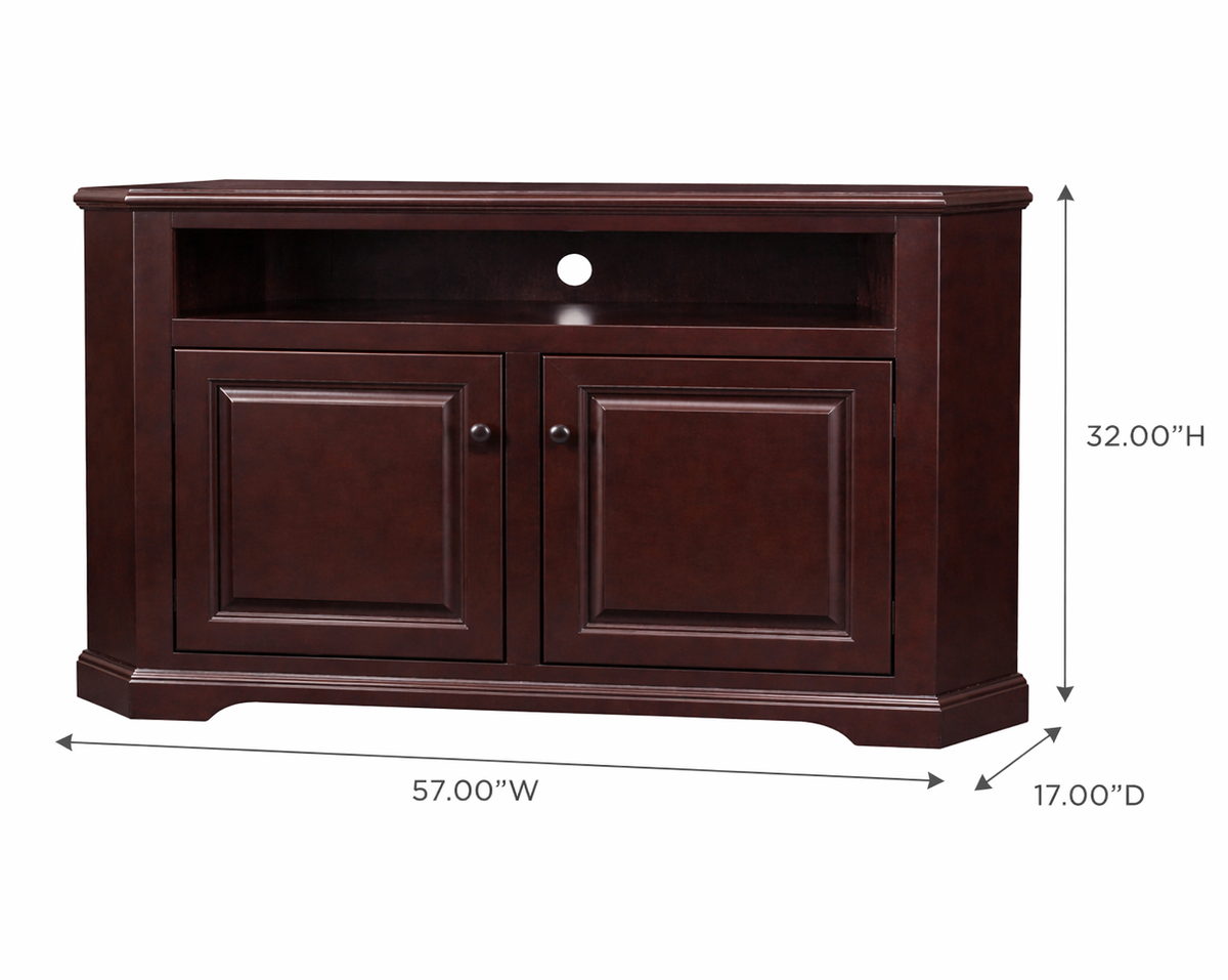Poplar Curve Corner TV Stand – Solid Wood Corner Entertainment Center (Made in USA)