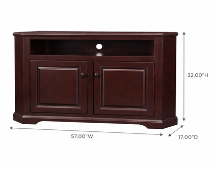 Poplar Curve Corner TV Stand – Solid Wood Corner Entertainment Center (Made in USA)
