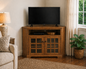 Oak Tall Curve Corner TV Stand – Solid Wood Corner Entertainment Center (Made in USA)